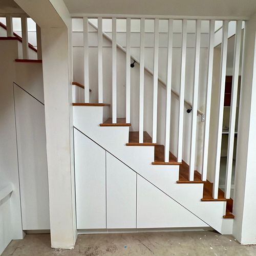 After - Custom built stair storage 