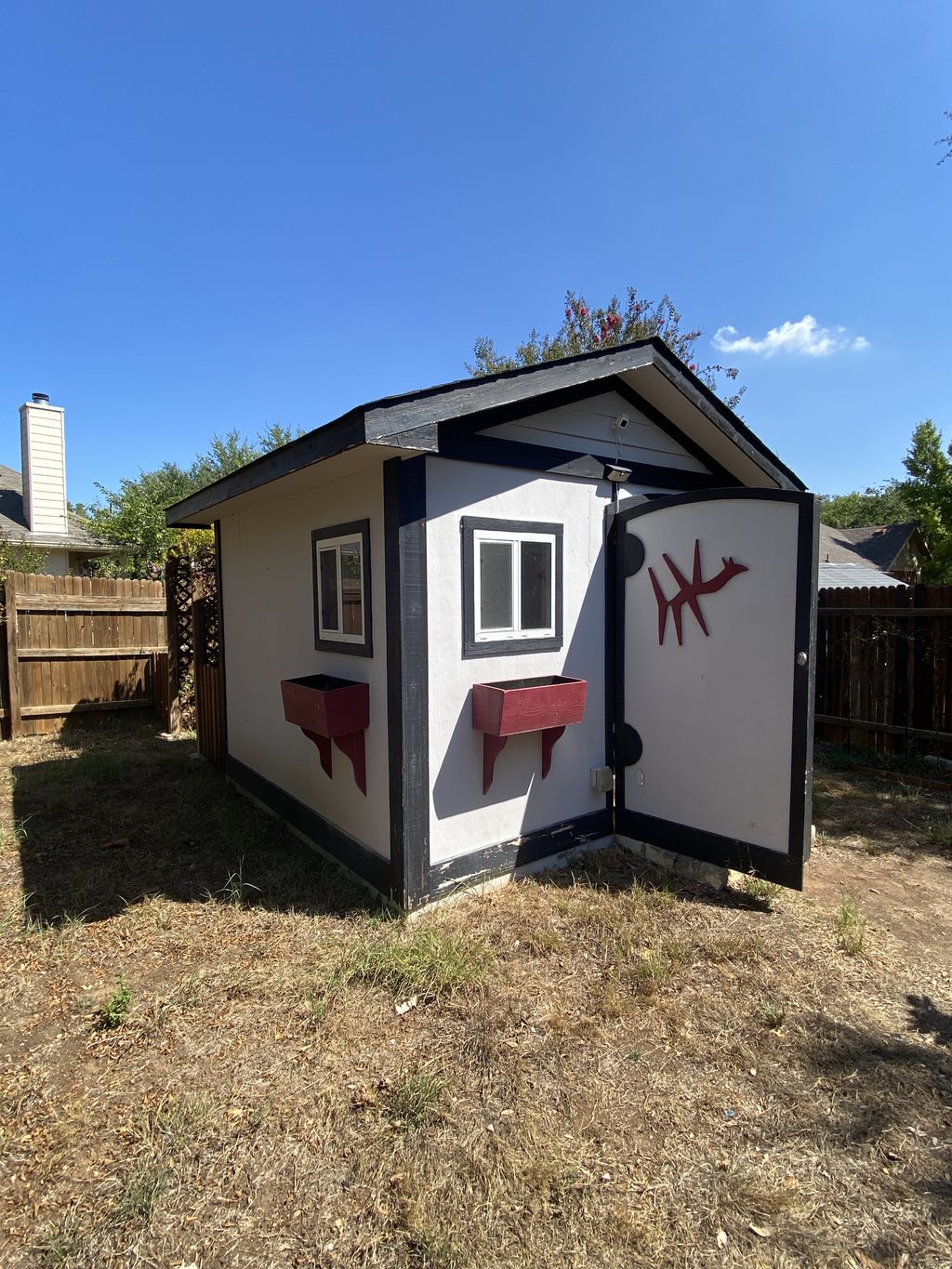 exterior finish out of shed. (before)