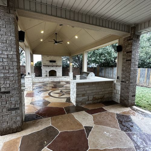 Patio Cover, Outdoor Kitchen, and Fireplace projec