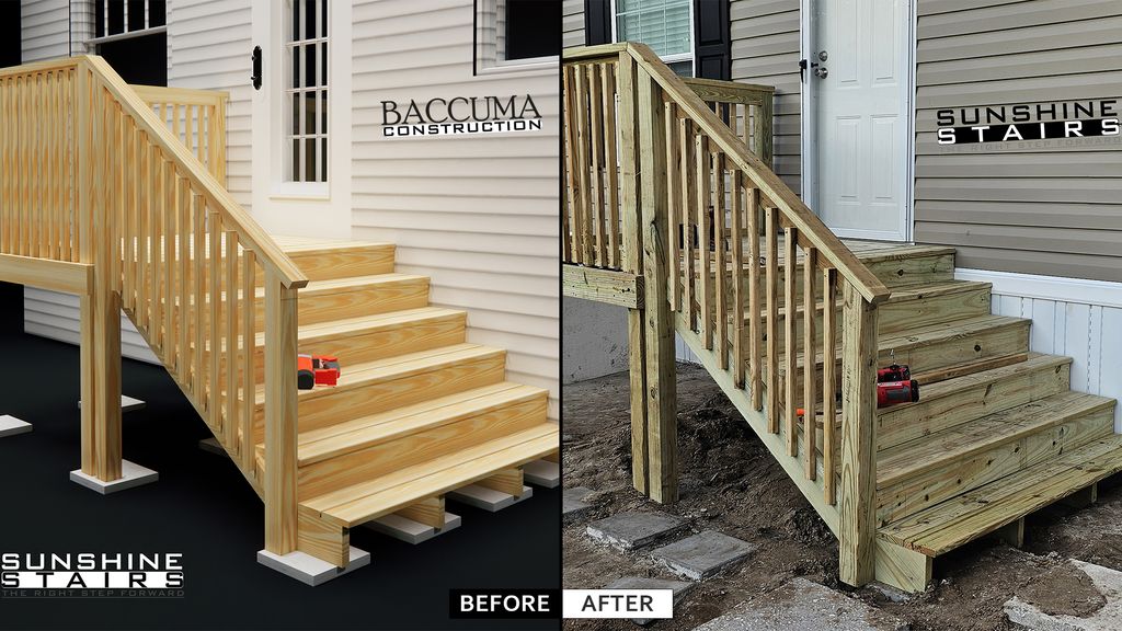 Design and installation of natural wooden steps