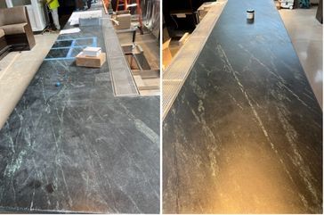 Before/after soapstone bar resurface