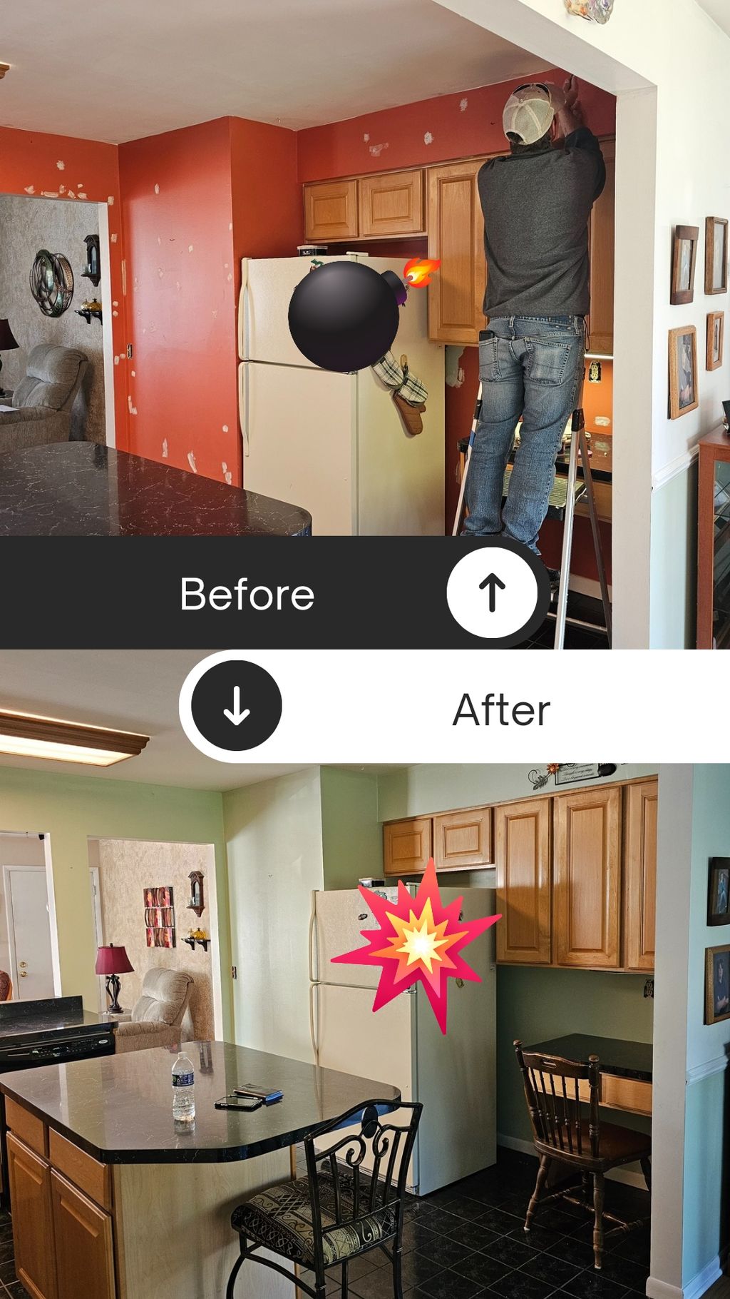Kitchen patchwork with new color walls and a ceili