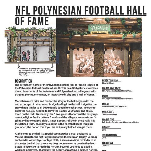 Design Build:  Polynesian Football Hall of Fame