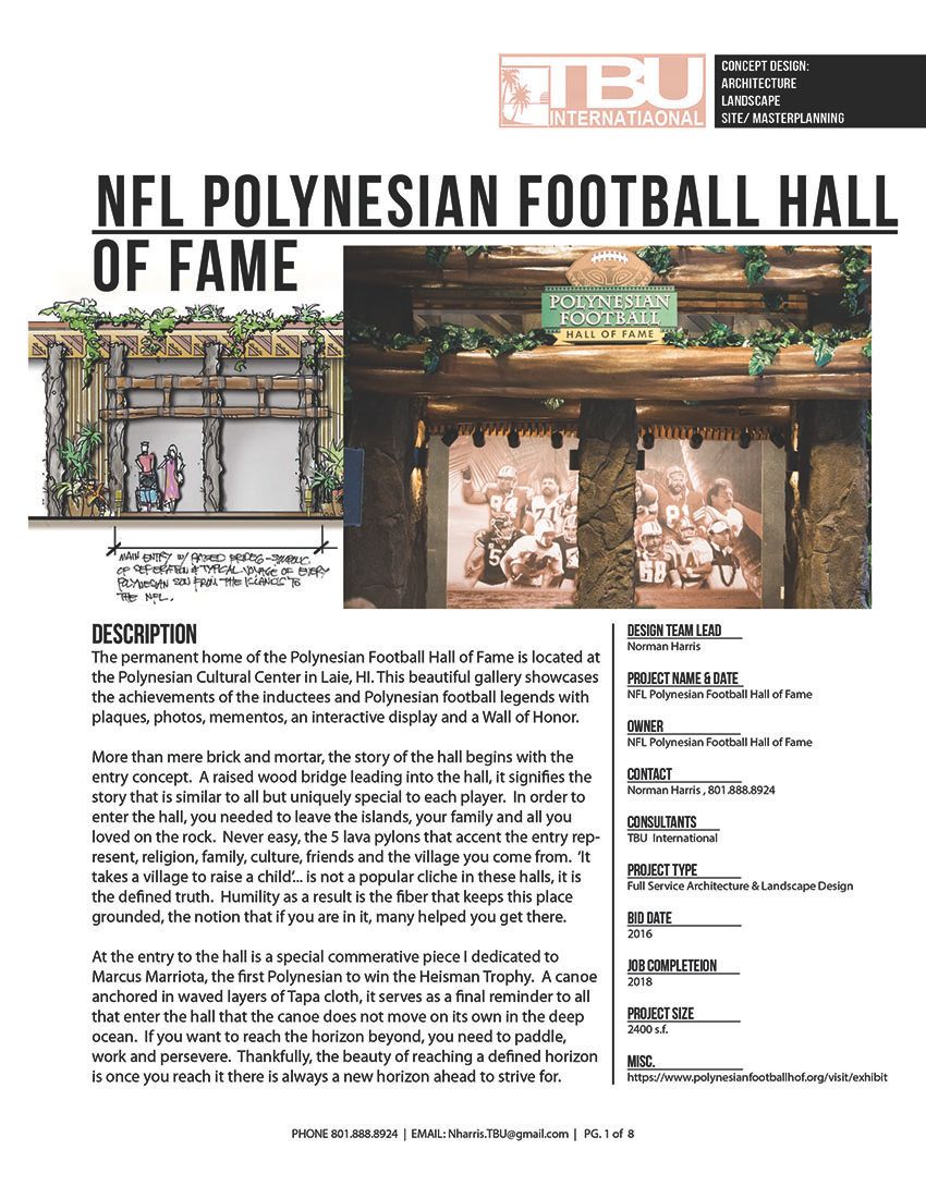 Design Build:  Polynesian Football Hall of Fame