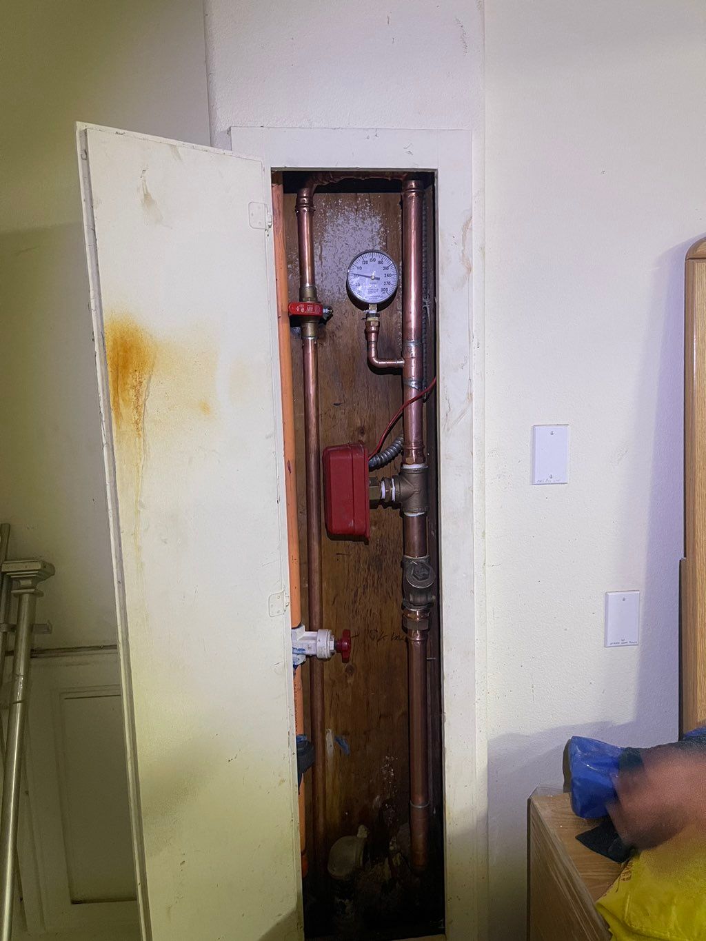 Fire sprinkler riser had a leak , replaced with co