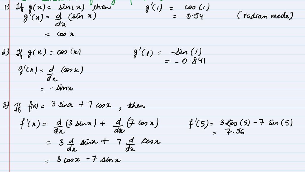 Derivative of Trig Functions