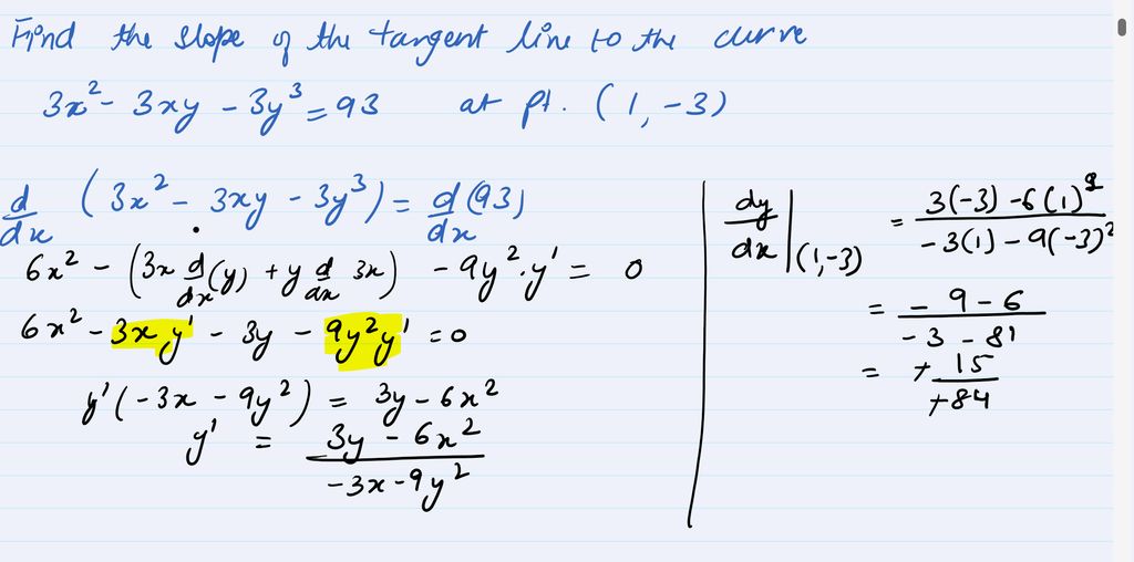 Slope of the Tangent Line