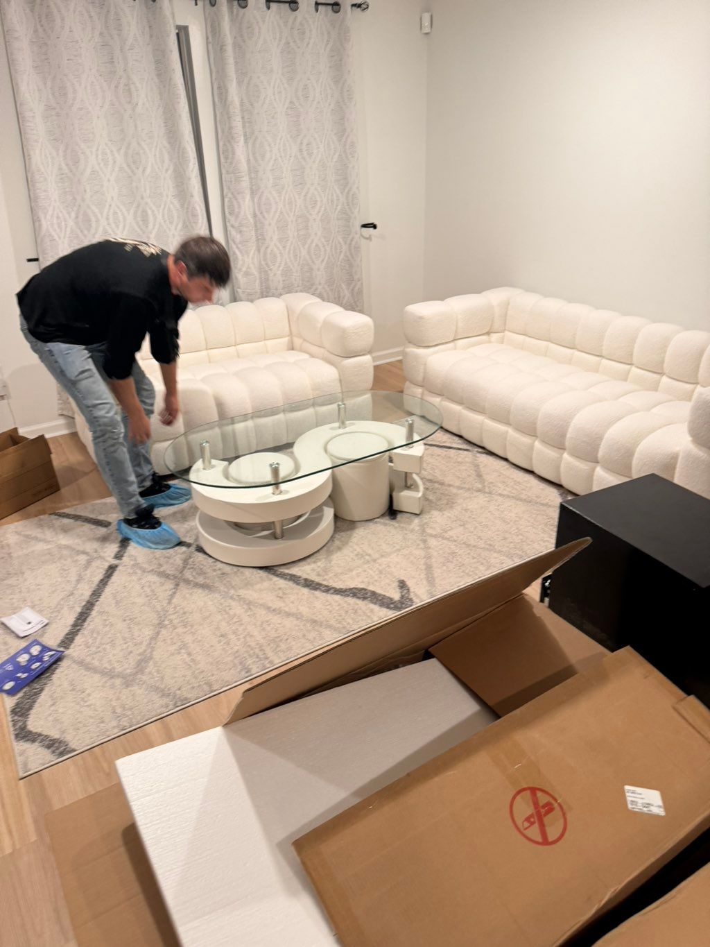 Assembling a sofa and table