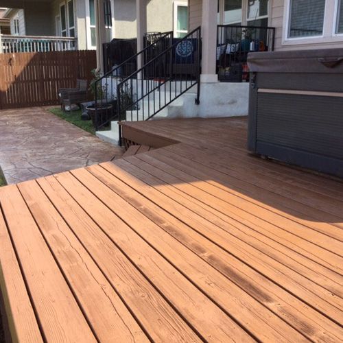 Porch and Fence stain & Stain and Seal walk way.