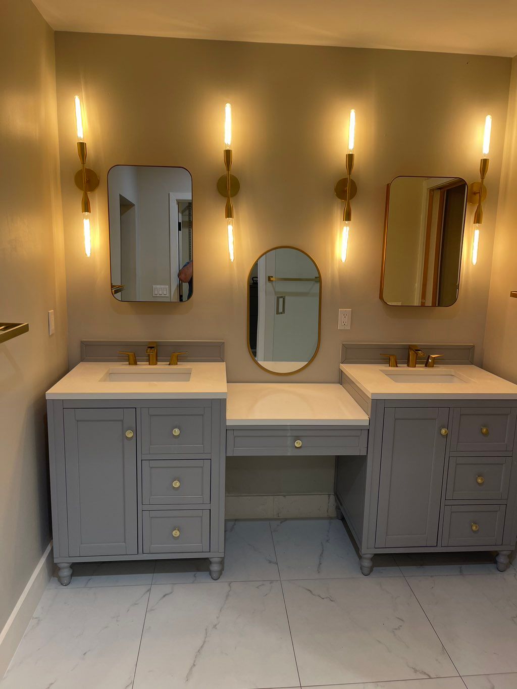 Bathroom remodel vanity plumbing installation