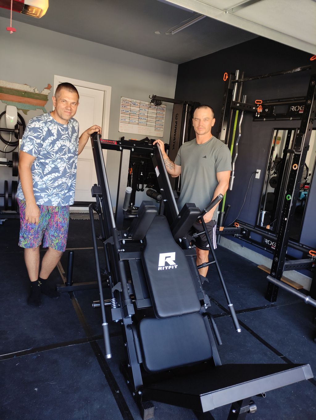 Assembly of fitness equipment.