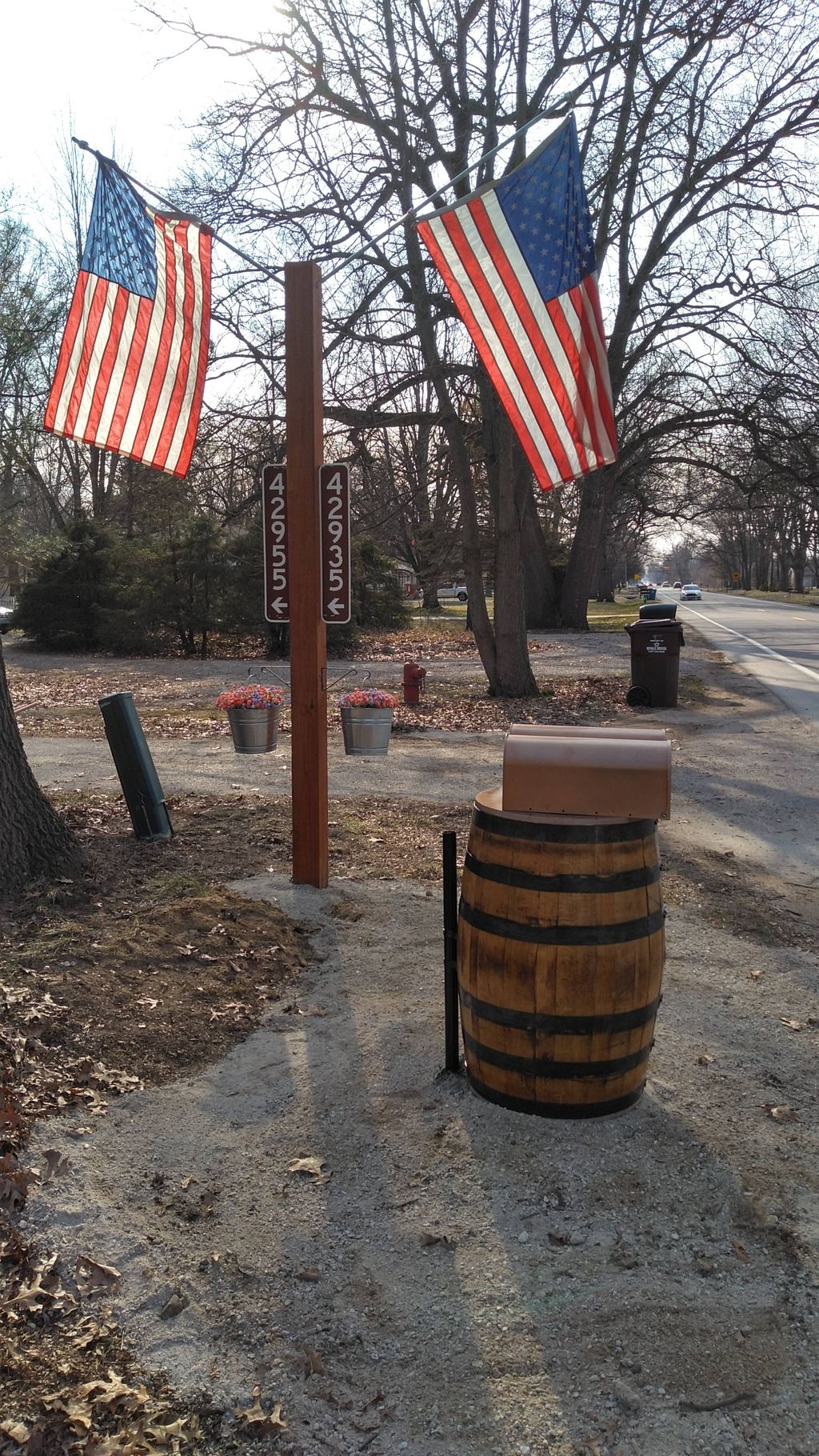 Custom flagpole fabricated and installed by us.