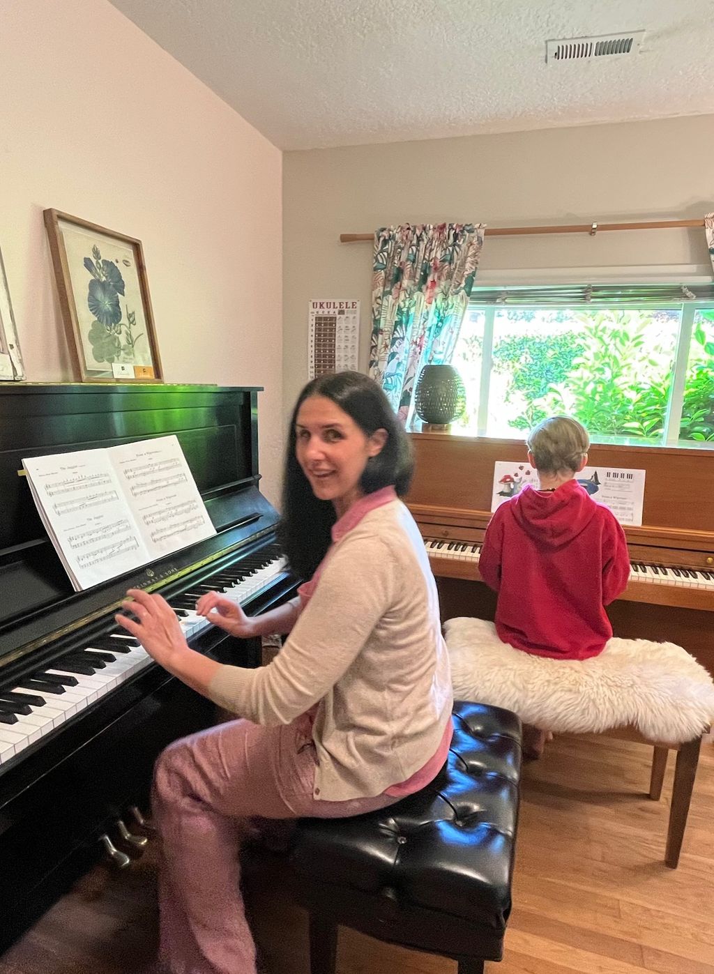 Playing a duet!