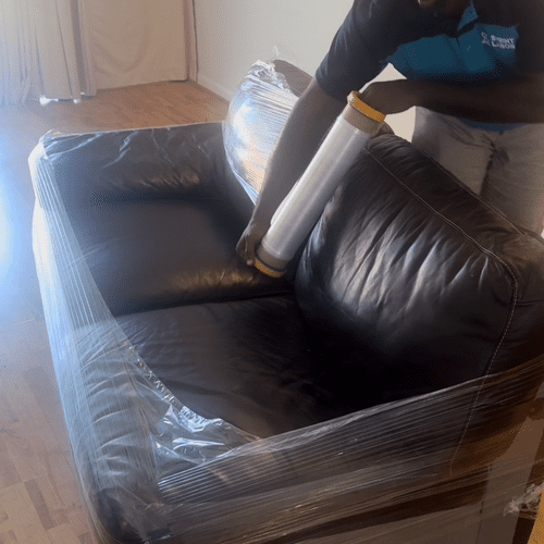 Wrapping a couch to protect it from scratches and 