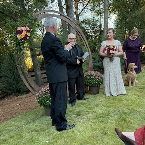 Vinny 'posed' as the officiant at our wedding; we'