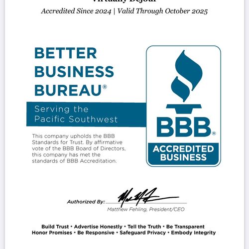 We are proud to announce our BBB accreditation!