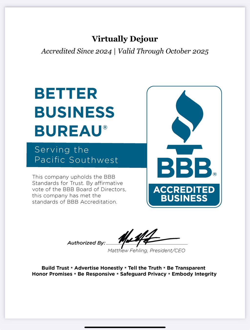 We are proud to announce our BBB accreditation!