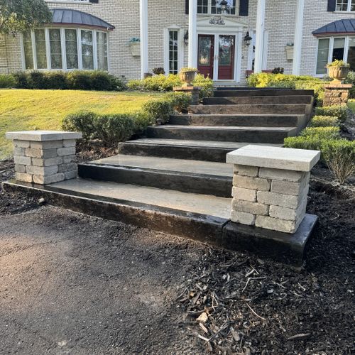 After - New Concrete Steps with Black Border