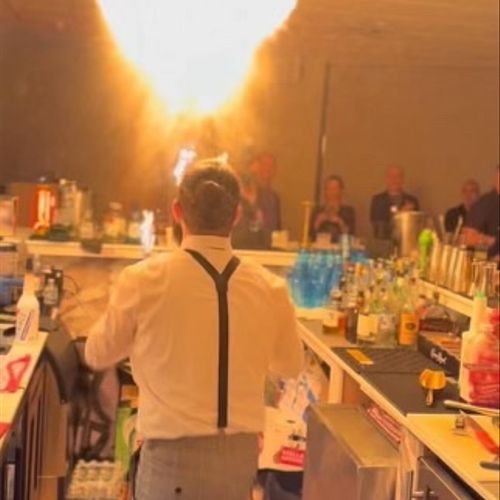 I recently saw a bartender who does a firework sho