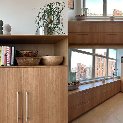 Custom Kitchen Storage Cabinetry: Rift Sawn White 