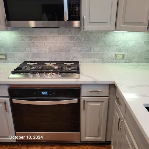 MP Flooring installed a new kitchen backsplash. Th