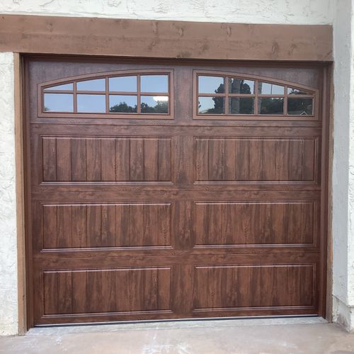 8x7 Walnut Woodgrain, Long Panel - Bead Board Door