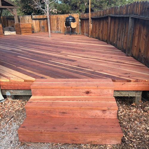 We had a large, very tired 30 year-old deck. Skyle