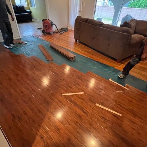 Demolition of existing laminate floor in the city 