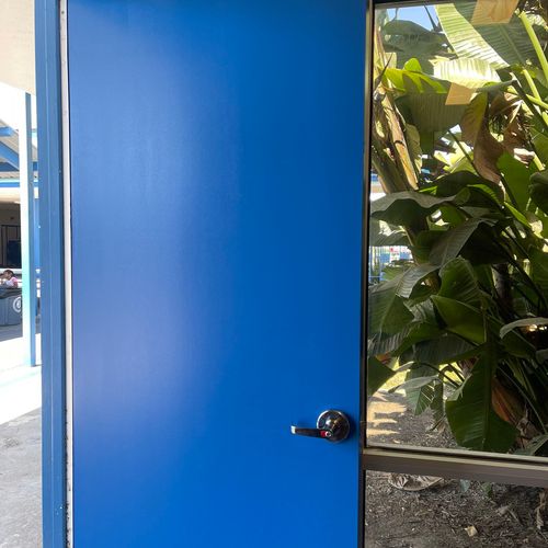 Freshly painted doors across multiple campuses in 