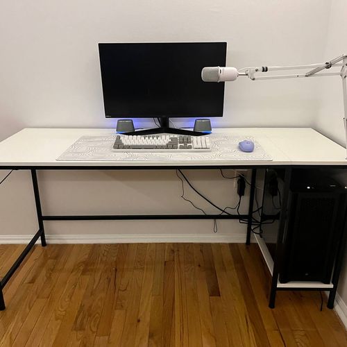 Desk, office chair and PC assembly, software setup