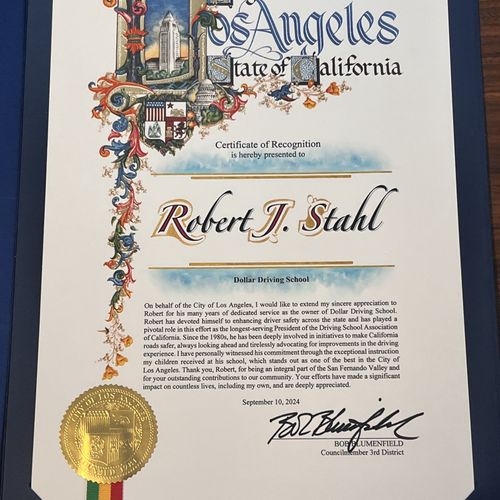 LA and Councilmember Bob Blumenfield awarded Dolla