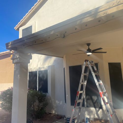 Ceiling fan done with no attic access and no exist