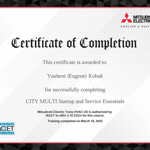 We are certified Mitsubishi mini split installer a