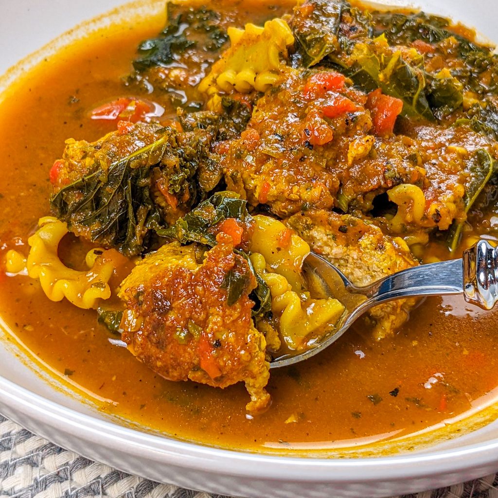 One-Pot Curry Meatball Soup with Ground Turkey and