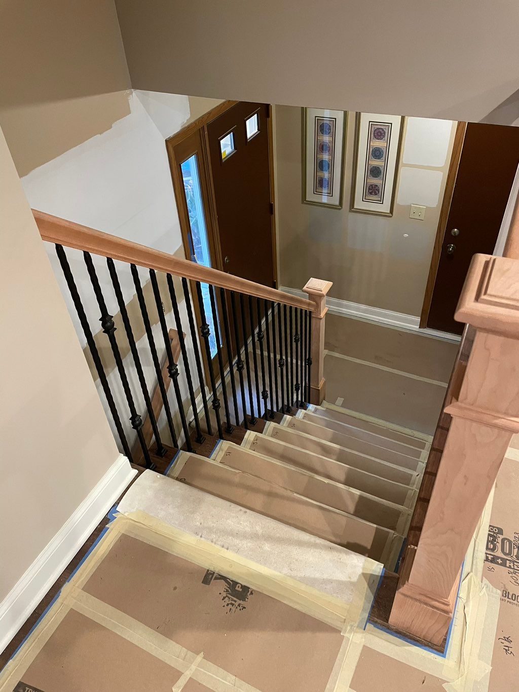 Cherry Newel posts-white oak trees