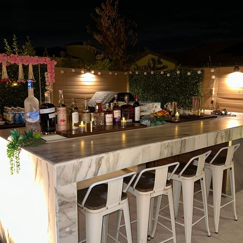 Beautiful backyard bar setup 