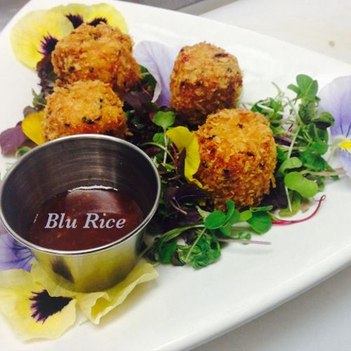 Deep Fried Crab with Edible Flowers