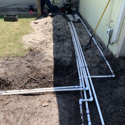 long pipe runs for a driveway re-route