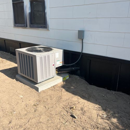 Outside HVAC unit installation