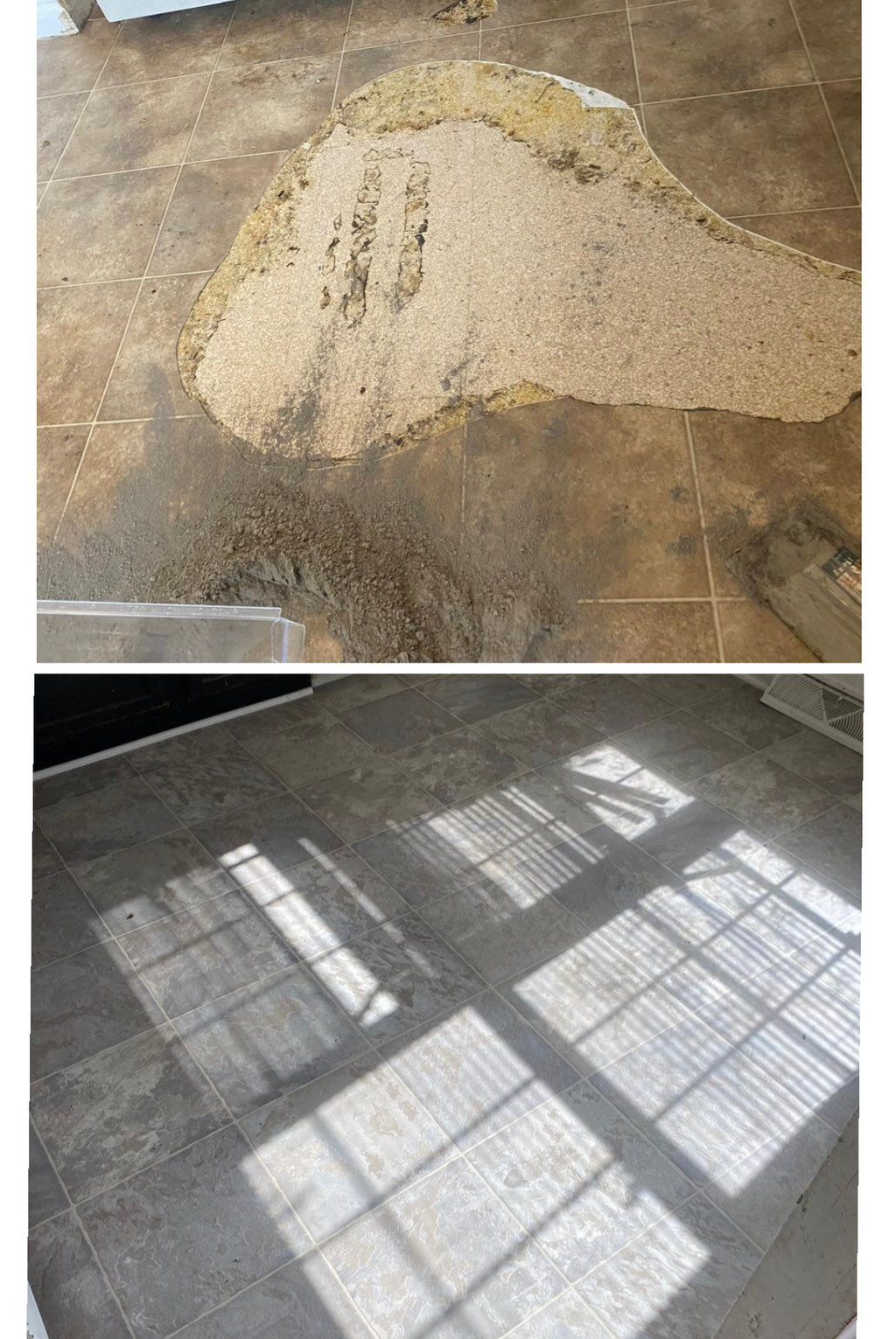 Vinyl flooring installation in kitchen