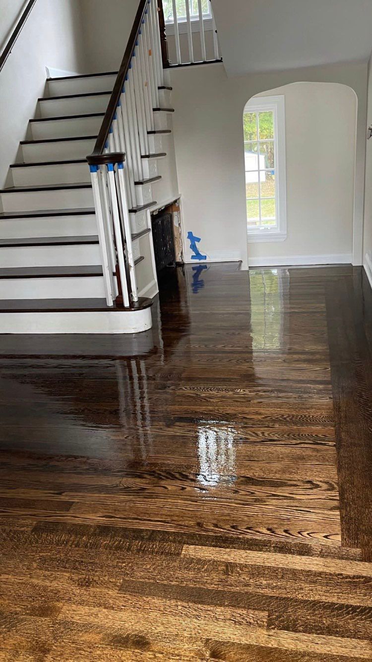 Interior paint stairs walls trim done 