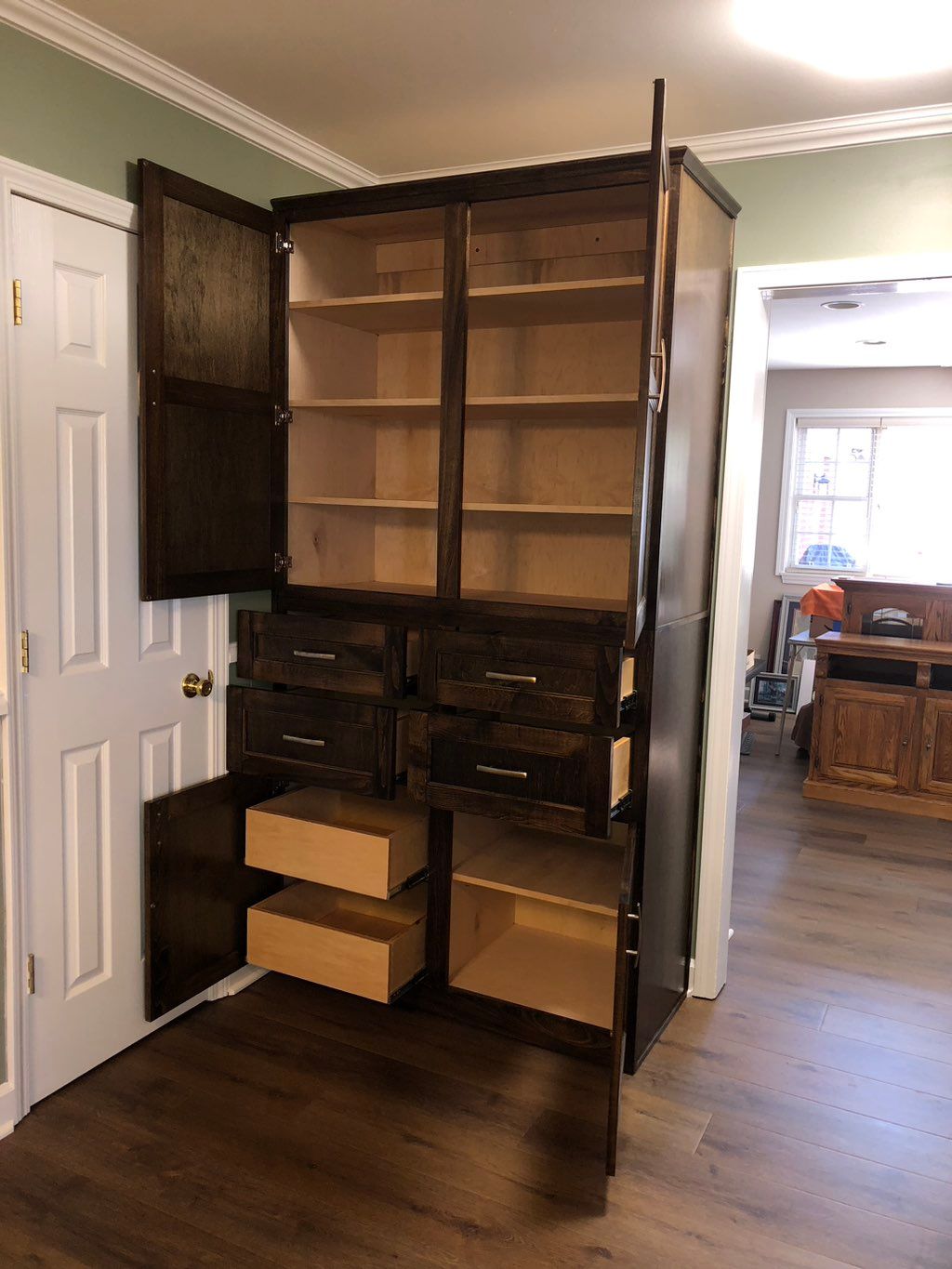 Maple pantry installed 