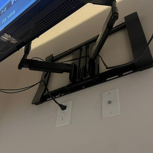 Wall mount installed TV hung