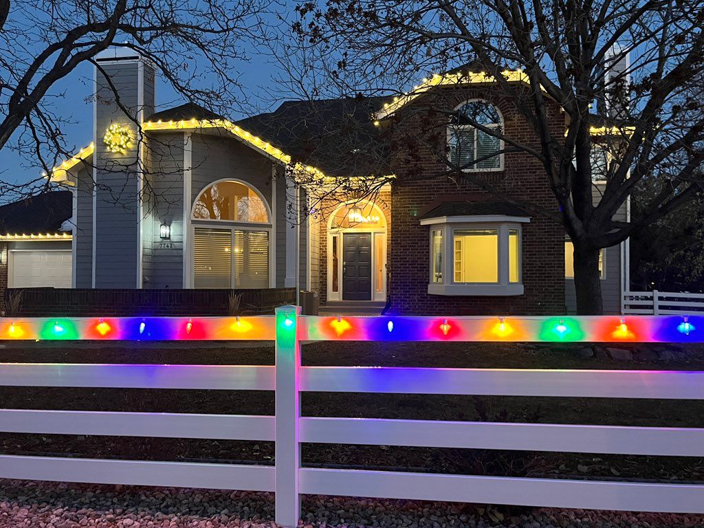 Fun holiday install! Multi-color c9s on fence, war