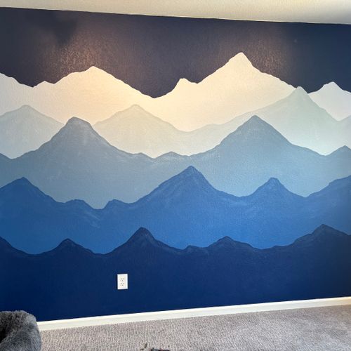 Custom painting in bedroom