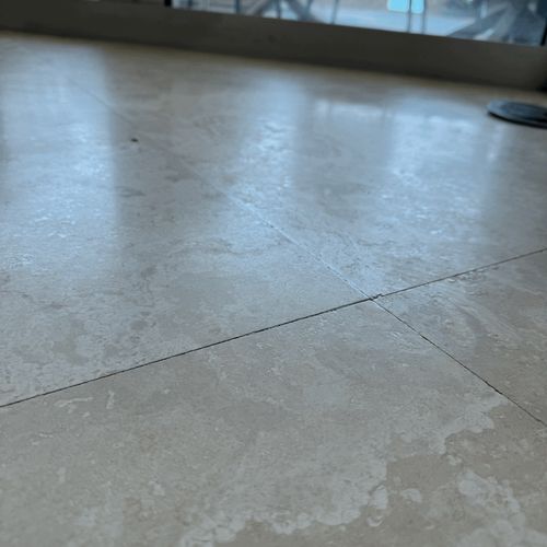 I hired Petr to polish the Shell Stone Tile floor 