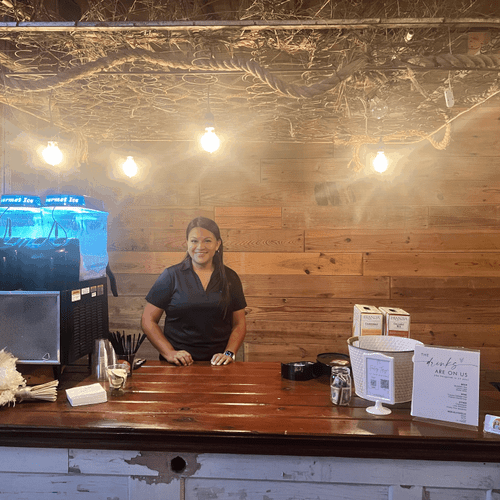 Bartender Pilar at serving beer/ wine and margarit