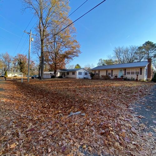 Before - leaf removal on front of the house left s