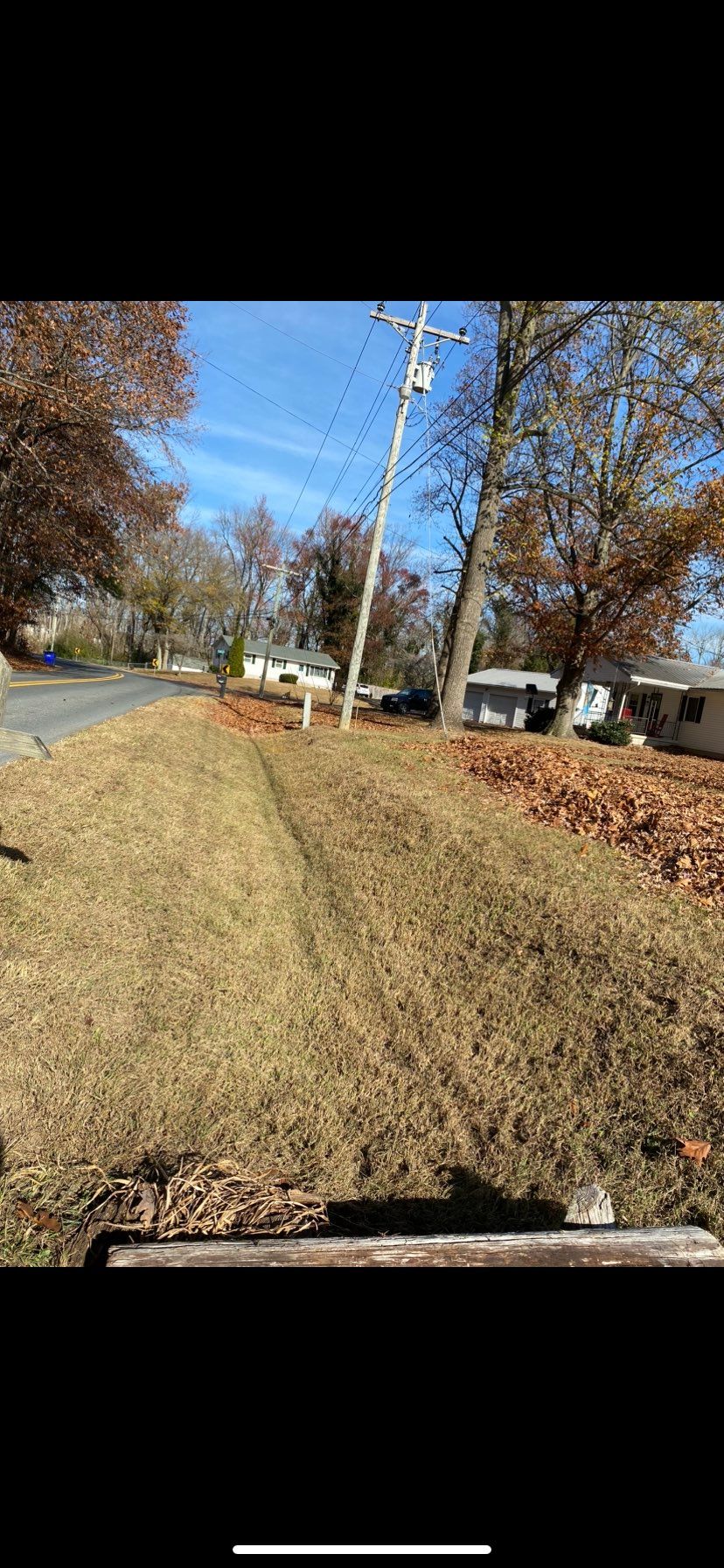 After - front yard ditch leaves removed  