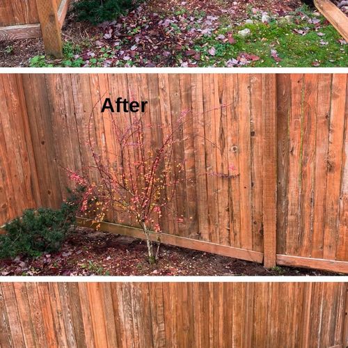 A fallen section of the fence after windstorm was 